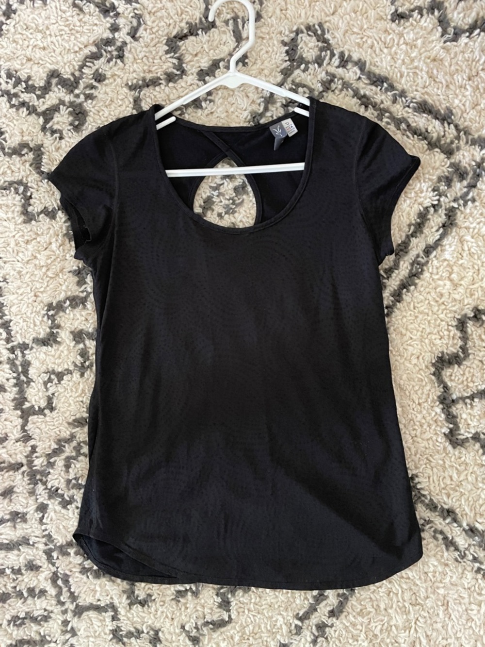 ibex Black Short-Sleeve Scoop Neck Top with Back Keyhole